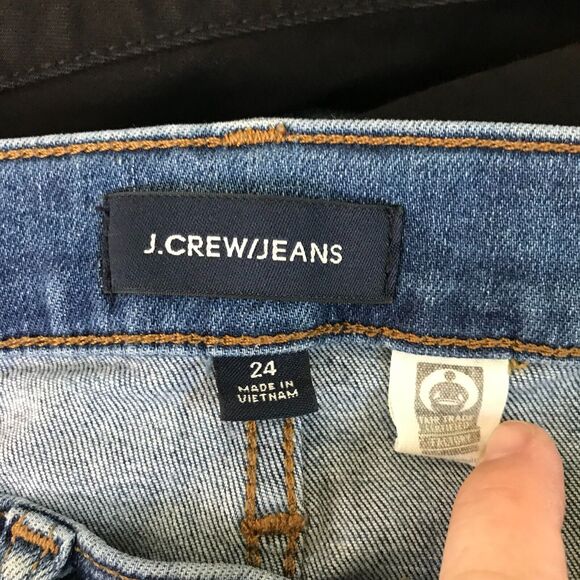 J. Crew Jeans Womens 24 Blue Vintage Straight Button Fly Raw Hem Ankle J9755 - Picture 6 of 12